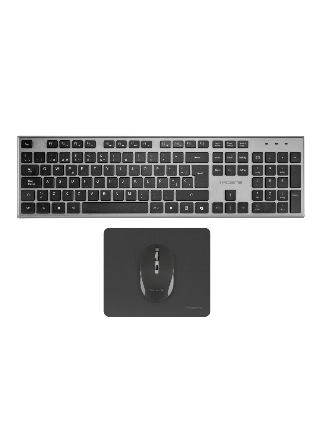 TACENS Zenith Low Profile — Teclado wireless con ratón y alfombrilla, 3200DPI