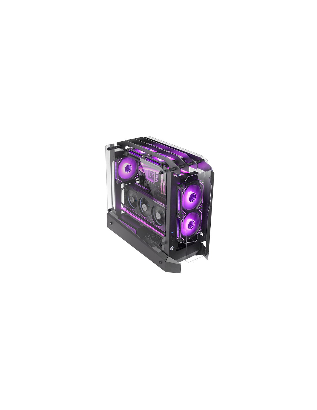 Caja ATX Semitorre Gaming Mcedgew Diseño OPEN AIR Cristal Templado GPU 390mm 1x3.5 3x2.5 Blanco — vista detalle 2