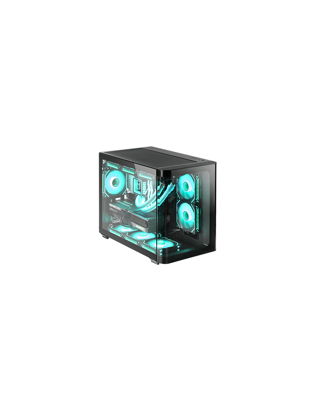 Caja Microatx Gaming Mcfusionm Cristal Curvado GPU 445mm 1x3.5 2x2.5 Blanco — vista detalle 2