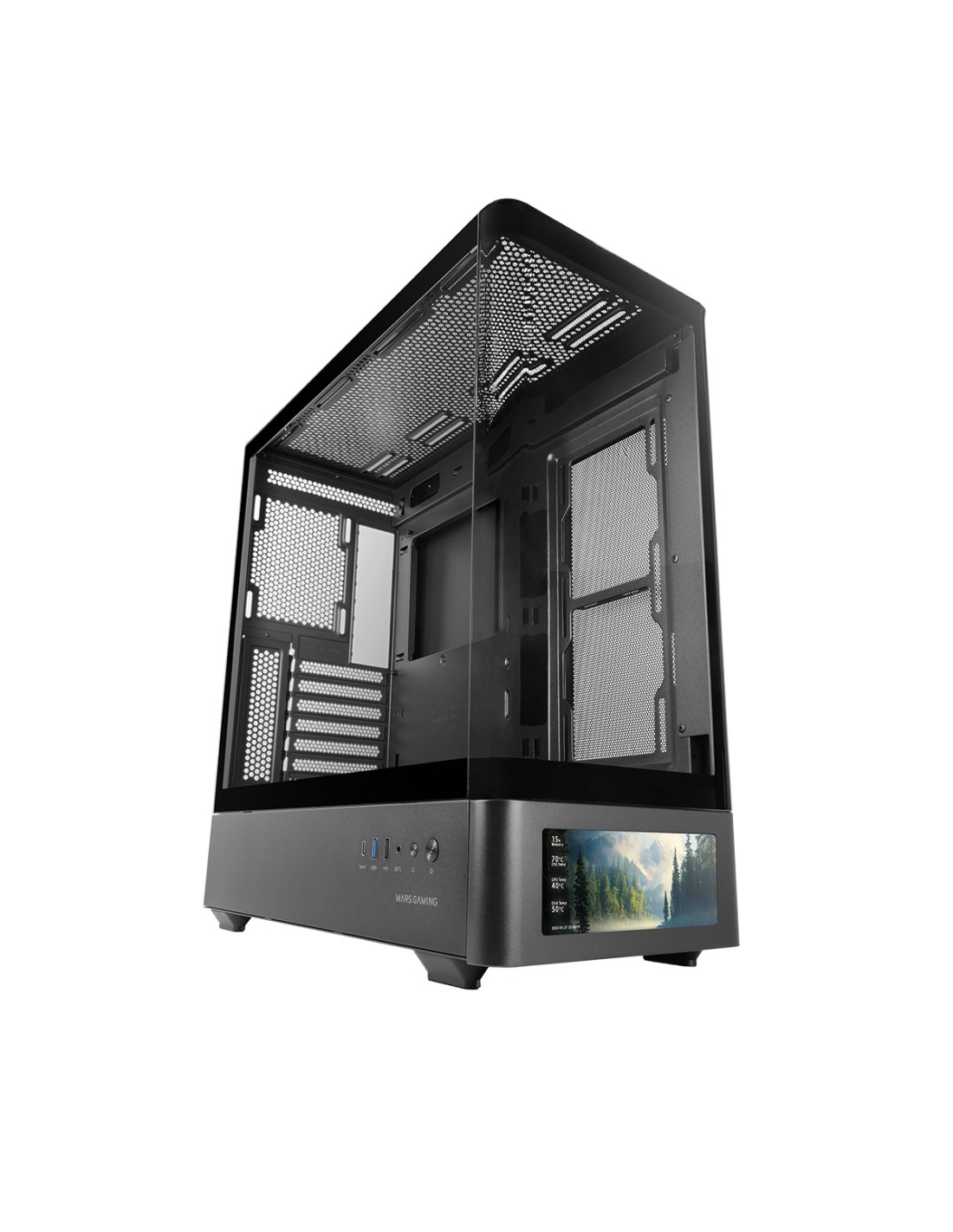 Caja ATX Semitorre Mlcdprow Cristal Templado Curvo Pantalla LCD 7.2" GPU 440mm Color Blanco — vista detalle 1