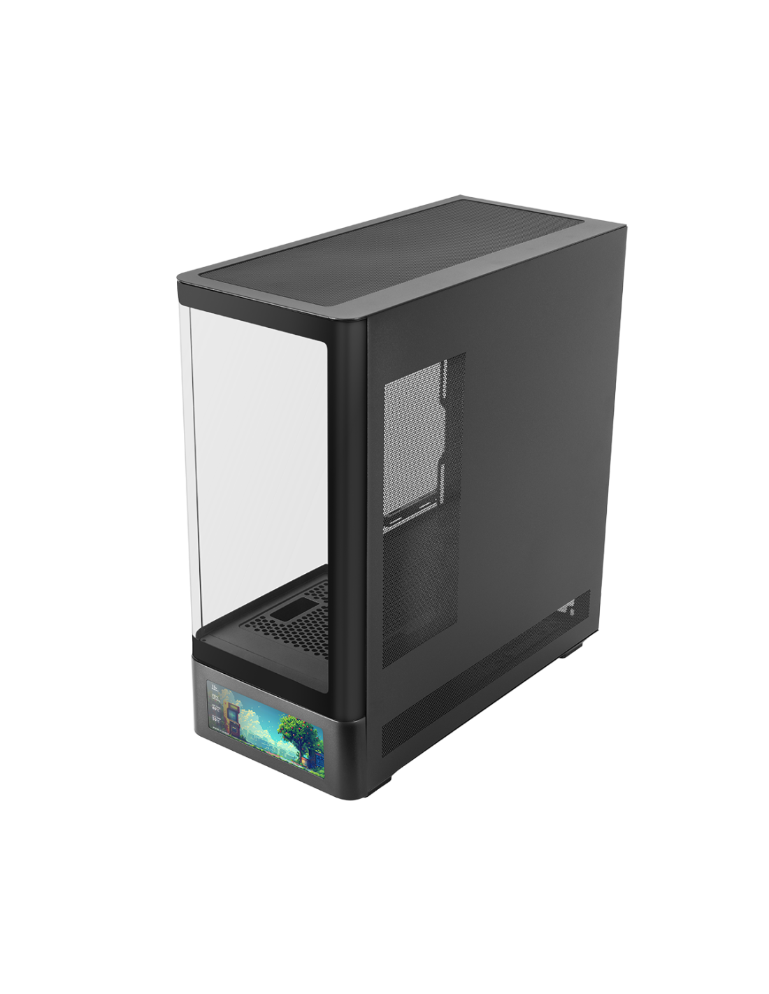 Caja ATX Semitorre Mlcdprow Cristal Templado Curvo Pantalla LCD 7.2" GPU 440mm Color Blanco — vista detalle 2