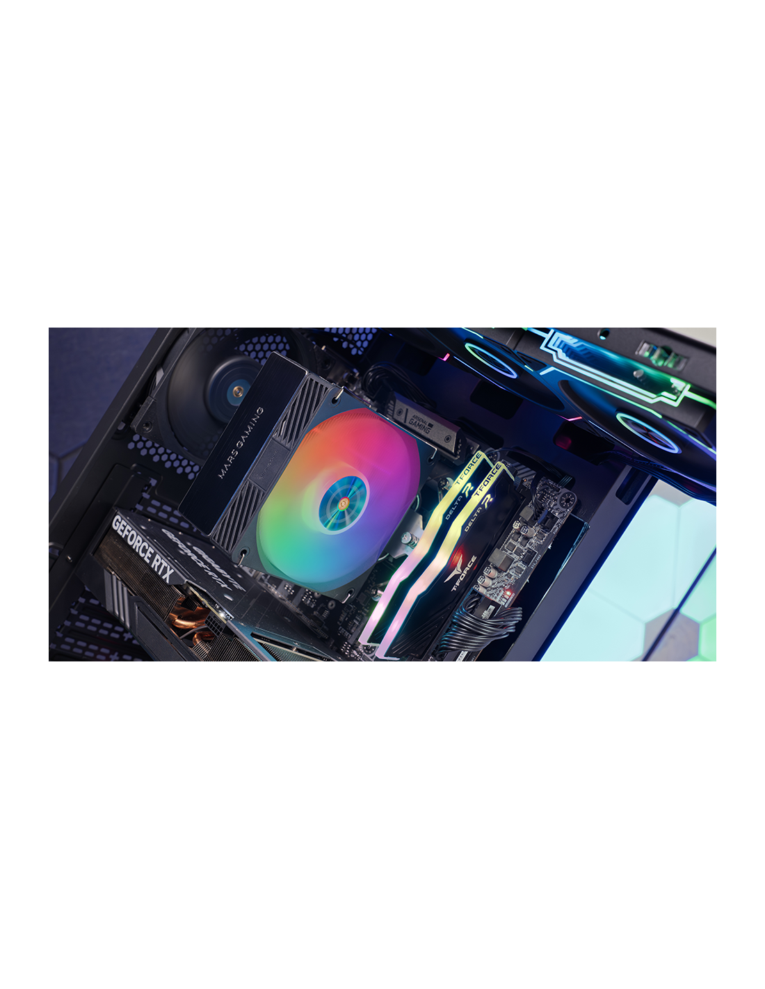 MARS GAMING MCPUX4ARGB — Ventilador CPU 120mm ARGB PWM, TDP 220W — vista detalle 1