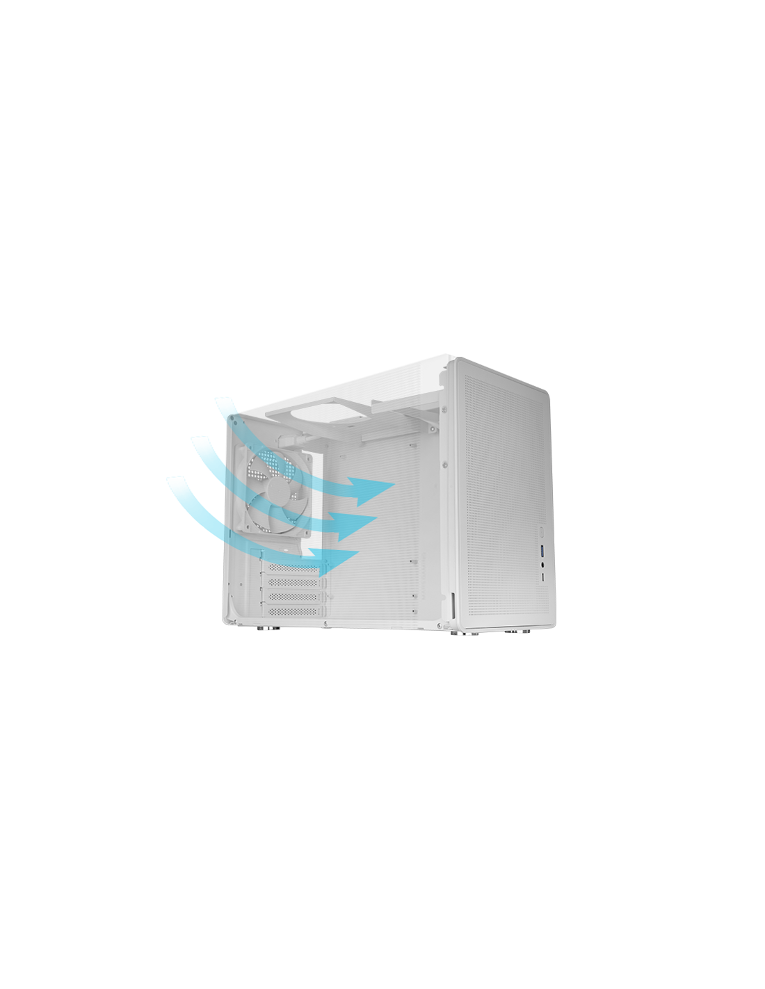 Caja Microatx Mcxprow MESH 360 GPU 280-360mm 1x3.5 2x2.5 Blanco Compatible ATX/SFX — vista detalle 1