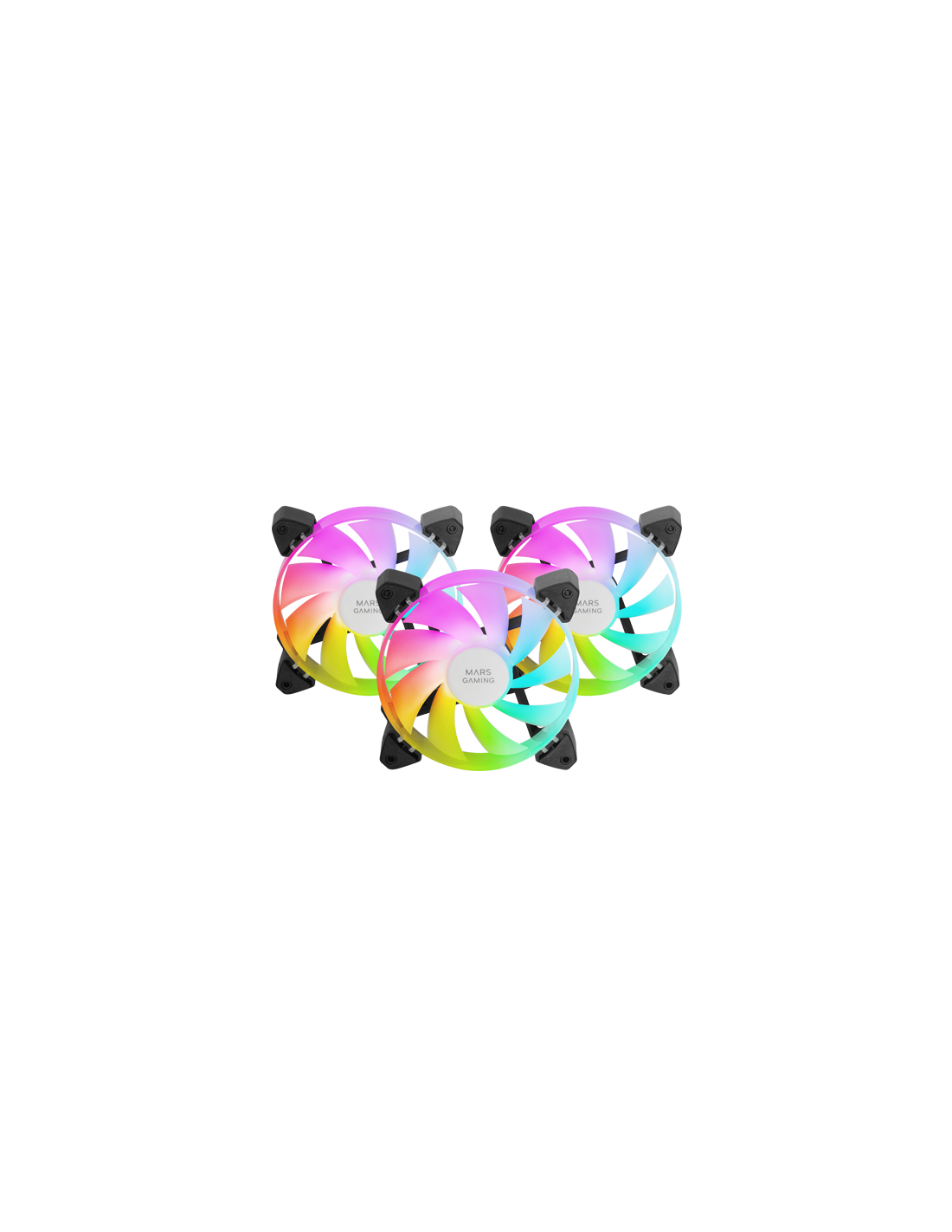 MARS GAMING MF-3A — Kit 3 ventiladores 120mm ARGB Rainbow — vista detalle 1