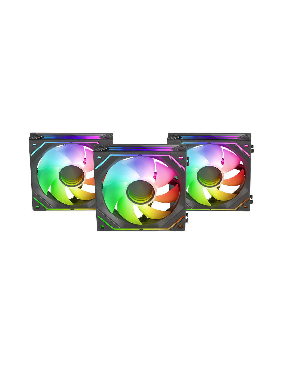 MARS GAMING MF-LINKFINITY — Kit 3 ventiladores 120mm ARGB modulares PWM — vista detalle 1