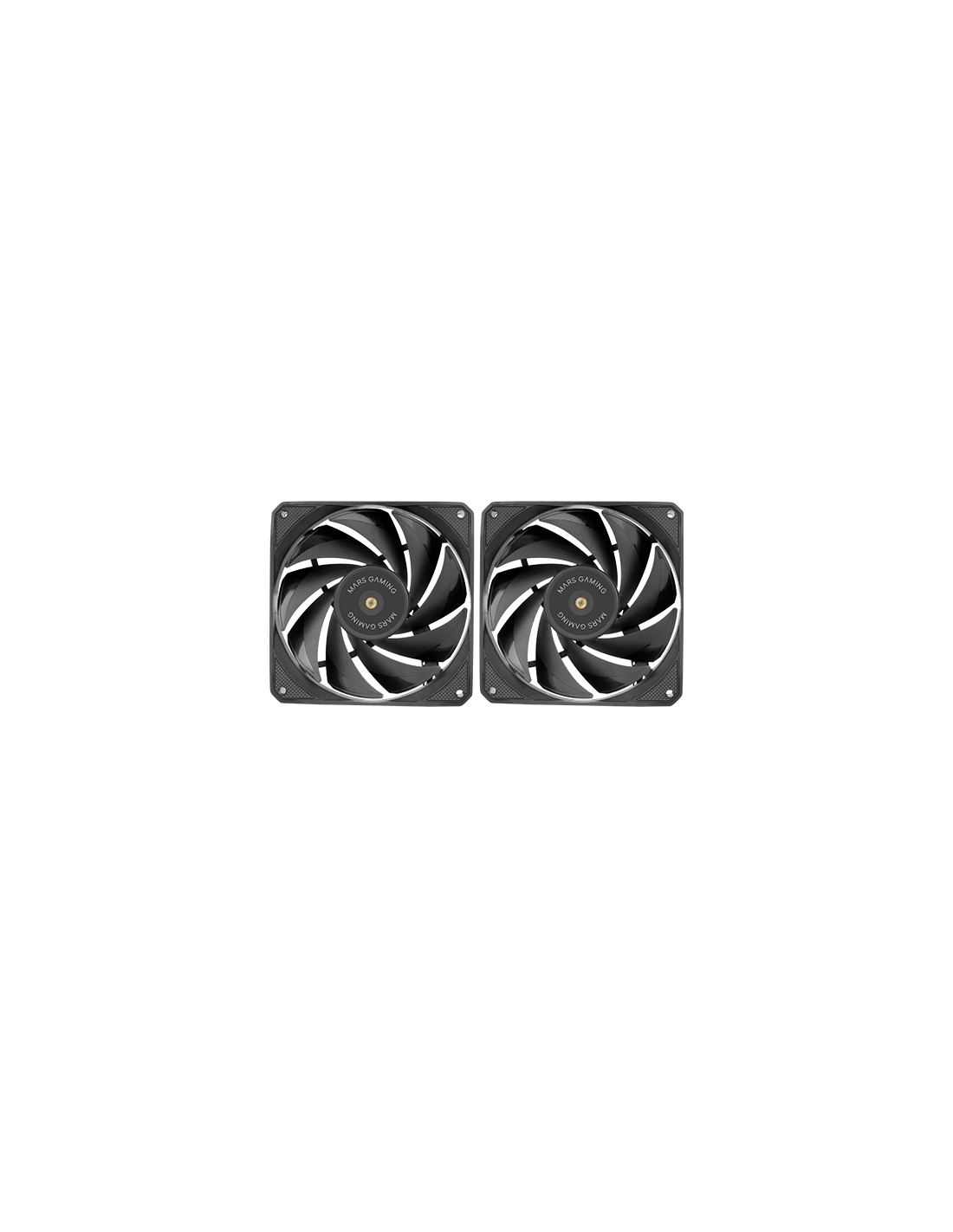 MARS GAMING MFNCLX2W — 2 ventiladores 120mm PWM, rodamientos de cobre — vista detalle 1