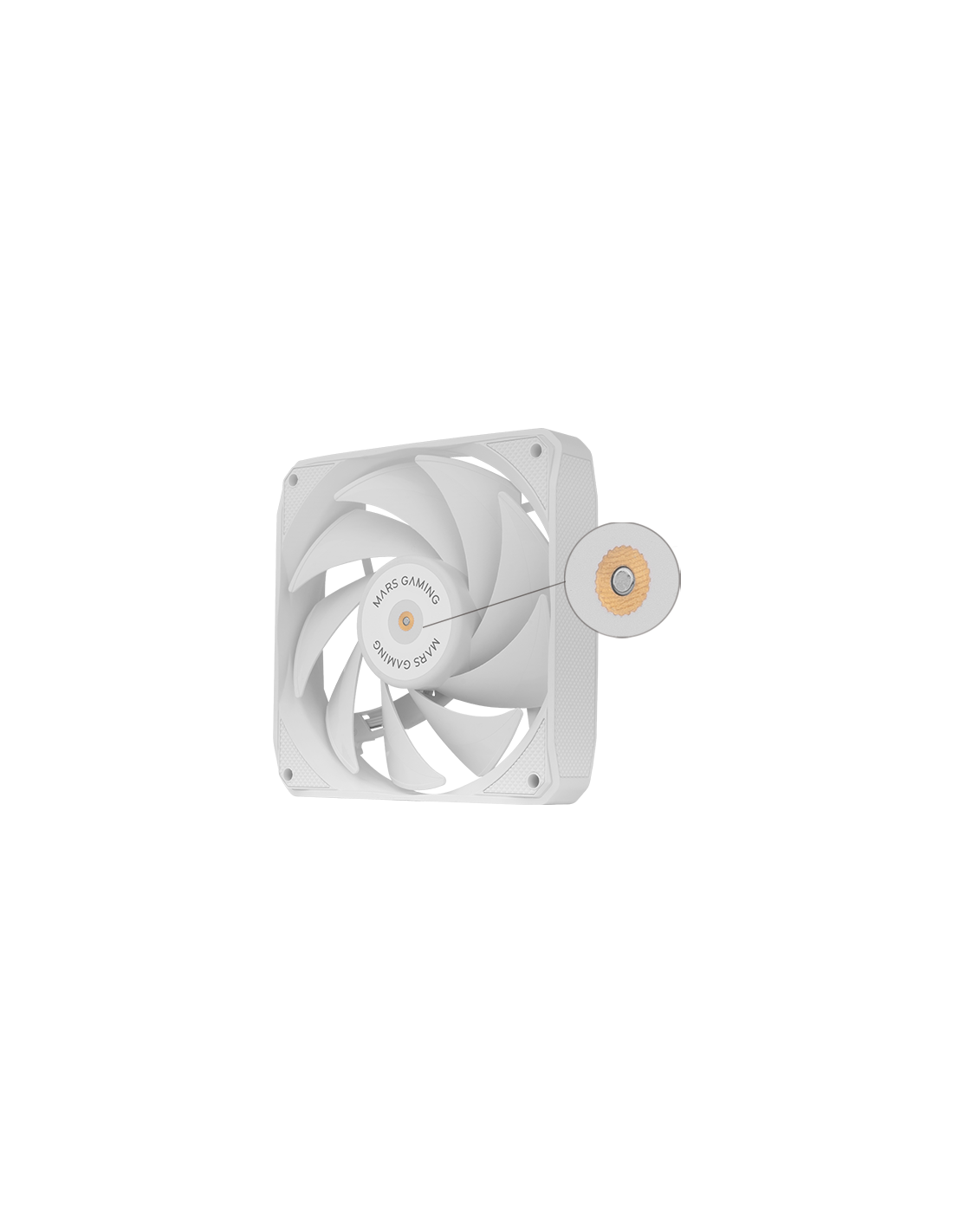 MARS GAMING MFNCLX2W — 2 ventiladores 120mm PWM, rodamientos de cobre — vista detalle 2