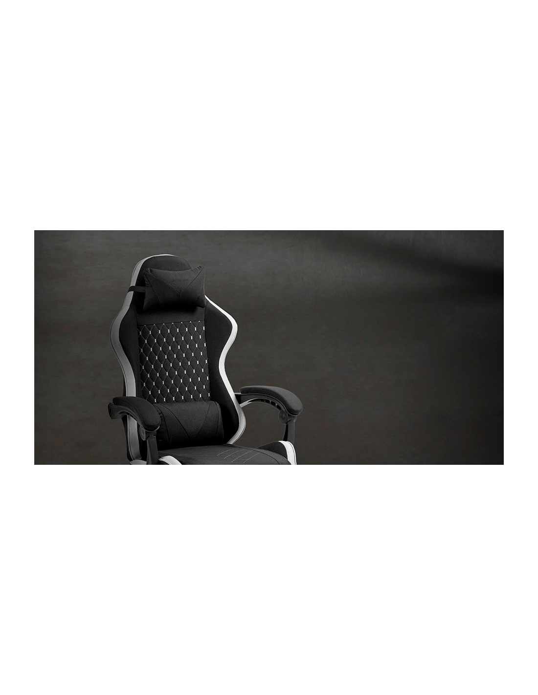 Silla Gamer Mgcxfsw Fabric Reclinable Reposapies Extensible Diseño Textil Blanco Plata — vista detalle 1