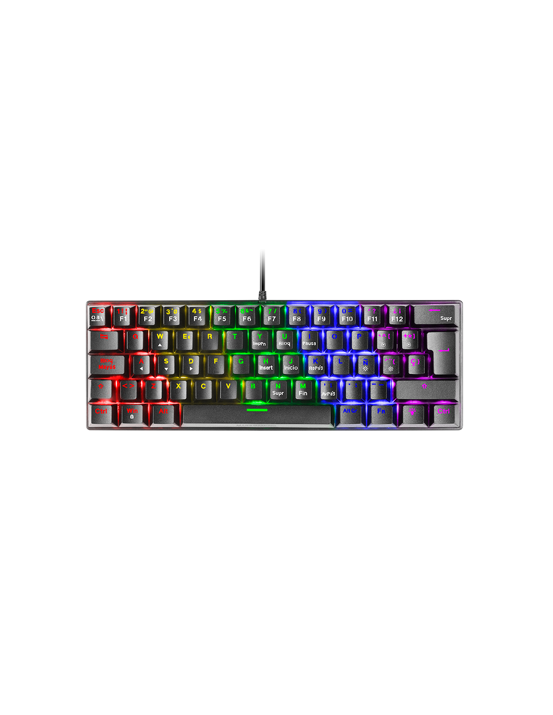 Teclado Mecanico Ultra Compacto MK60R Italiano Black Switch Rojo PR de 100Hz ANTI-GHOSTING Avanzado Iluminacion RGB — vista detalle 1