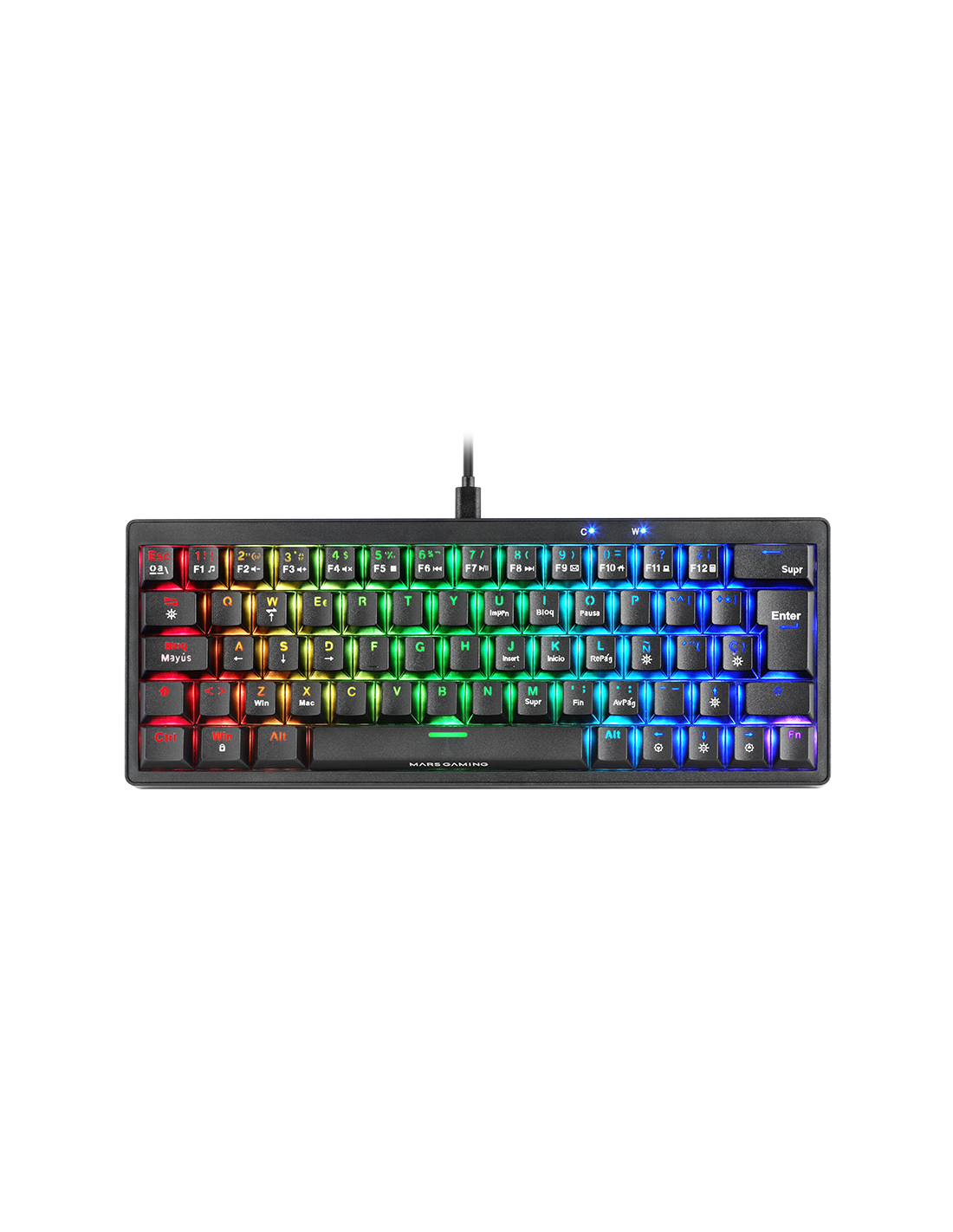 Teclado Compacto Mkminiprobres HOT-SWAP Mecanico Switch Marron RGB Chroma Negro — vista detalle 1