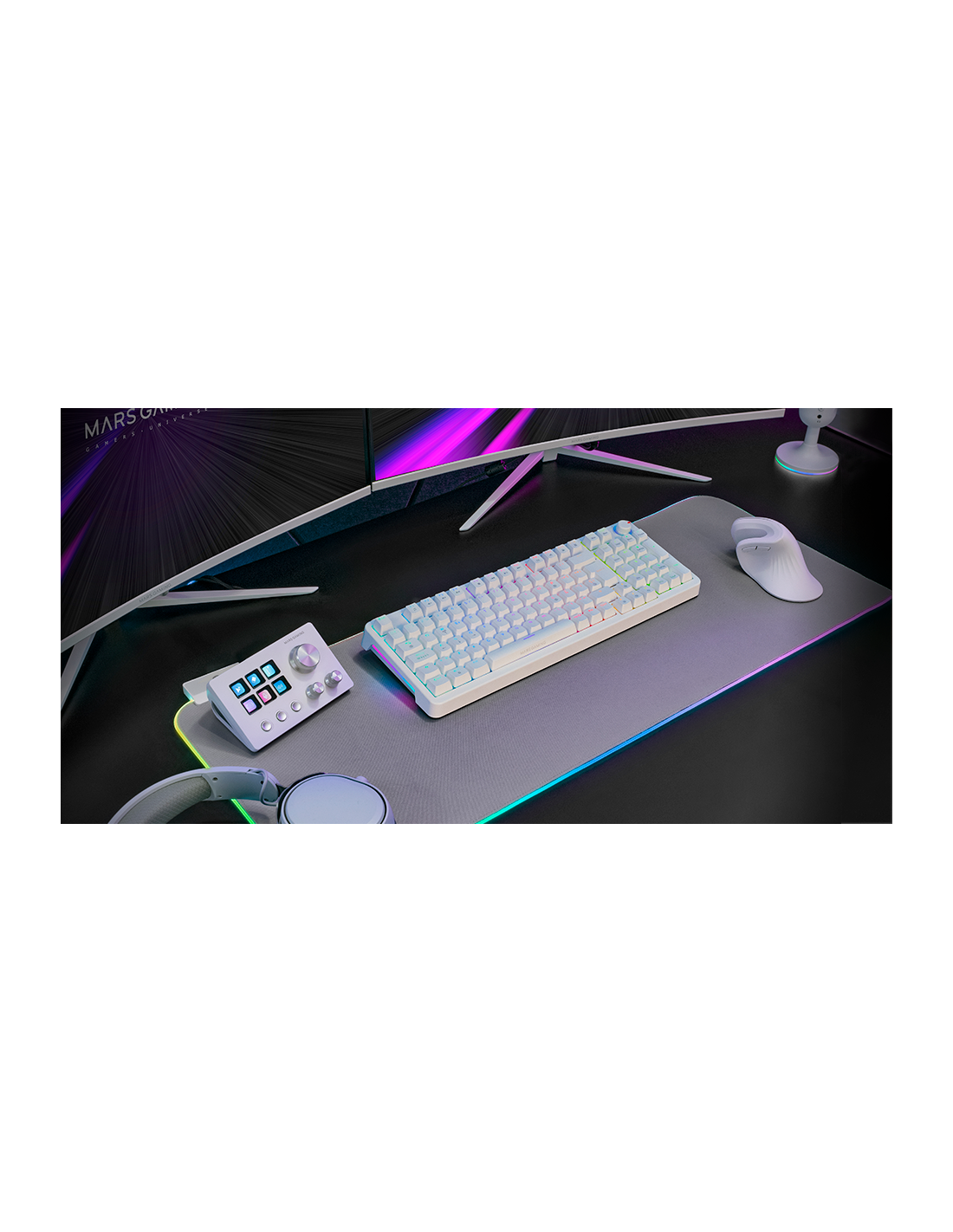 Teclado Mkprowyfr Mecanico RGB Silent Switch Rueda de Control Frances Color Blanco — vista detalle 1