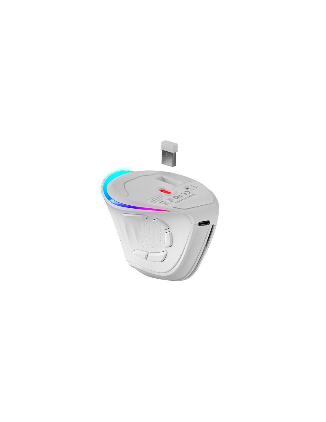 Mouse Mmskw Wireless ERGO PAW3104PRO 8400 DPI Ajustable 9 Botones Mecanicos Huano Blanco — vista detalle 2