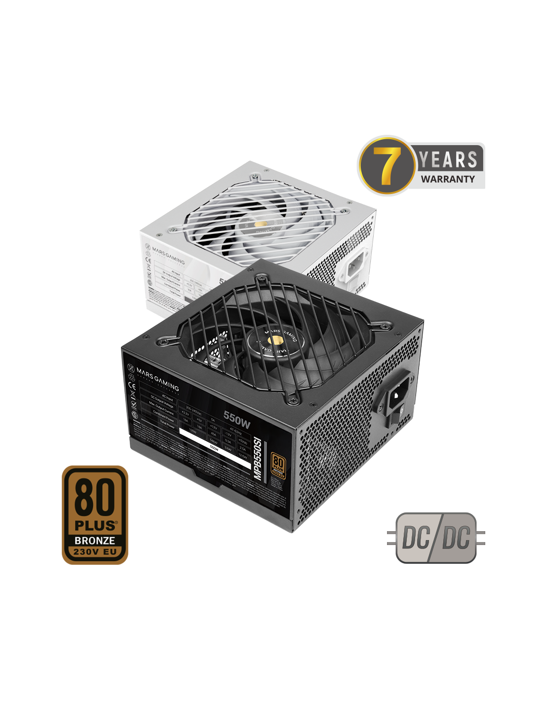 MARS GAMING MPB550SI — Fuente 550W 80 Plus Bronze silenciosa