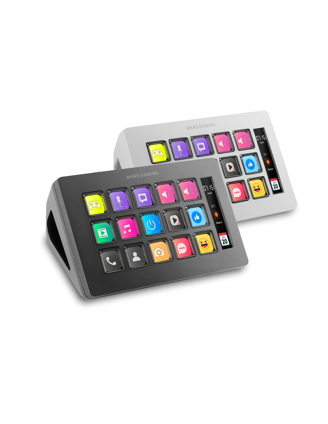 Mars Gaming MSD-One White — Panel de control 15 teclas LCD personalizables